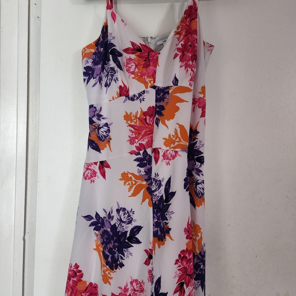 White Floral Maxi Dress with Side Slits. Versitile Semi Formal To Casual.  Boho